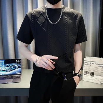 Ανδρικό κοντομάνικο T‑shirt από Ice Silk, γρήγορο στέγνωμα, δροσιστική αίσθηση, καλοκαίρι, χαλαρή γραμμή, υψηλής ποιότητας