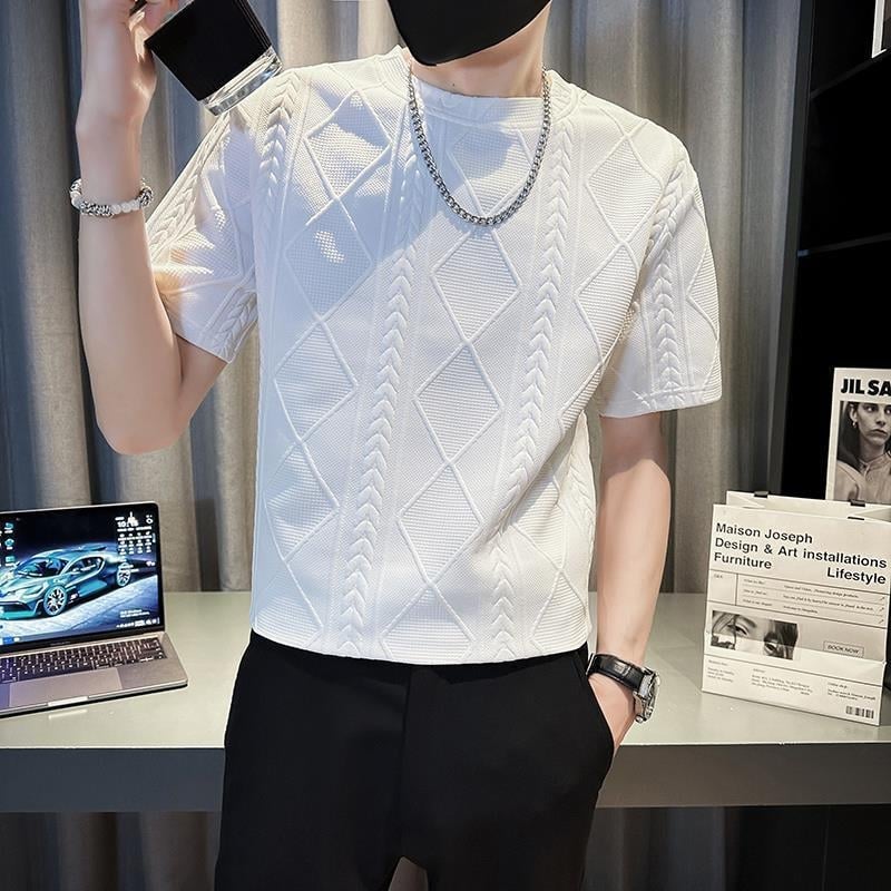 Ανδρικό κοντομάνικο T‑shirt από Ice Silk, γρήγορο στέγνωμα, δροσιστική αίσθηση, καλοκαίρι, χαλαρή γραμμή, υψηλής ποιότητας