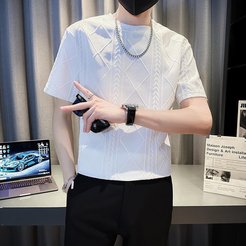 Ανδρικό κοντομάνικο T‑shirt από Ice Silk, γρήγορο στέγνωμα, δροσιστική αίσθηση, καλοκαίρι, χαλαρή γραμμή, υψηλής ποιότητας