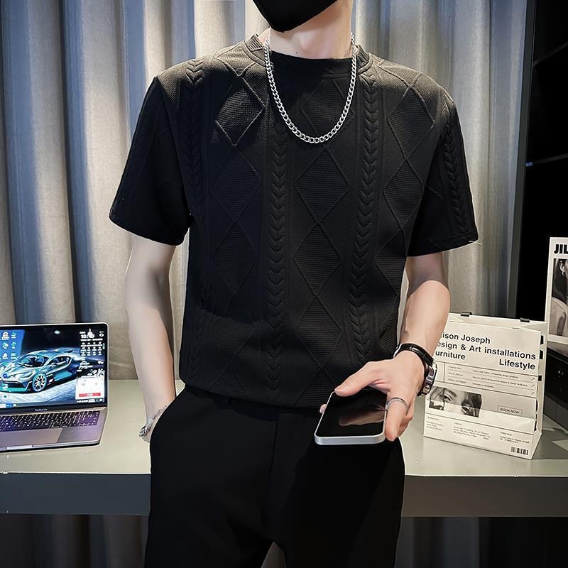 Ανδρικό κοντομάνικο T‑shirt από Ice Silk, γρήγορο στέγνωμα, δροσιστική αίσθηση, καλοκαίρι, χαλαρή γραμμή, υψηλής ποιότητας