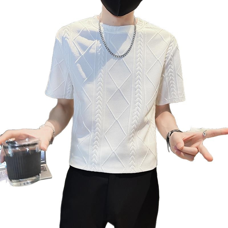 Ανδρικό κοντομάνικο T‑shirt από Ice Silk, γρήγορο στέγνωμα, δροσιστική αίσθηση, καλοκαίρι, χαλαρή γραμμή, υψηλής ποιότητας