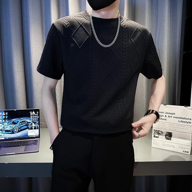 Ανδρικό κοντομάνικο T‑shirt από Ice Silk, γρήγορο στέγνωμα, δροσιστική αίσθηση, καλοκαίρι, χαλαρή γραμμή, υψηλής ποιότητας