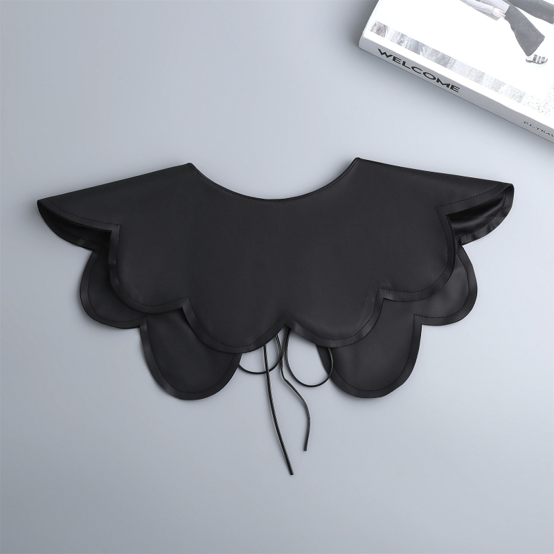 Kožený dekoratív golier pre vonkajšie oblečenie – falošný golier, golier typu Peter Pan, doplnky kabátu a vesty, jednofarebný dizajn