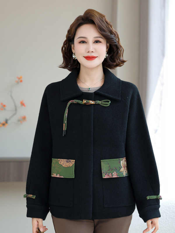 Top elegant în stil chinezesc pentru femei, primăvară și toamnă, mărimi XL–5XL, culori negru, roșu, maro închis, brand Qiao Yaying