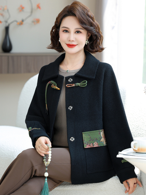 Top elegant în stil chinezesc pentru femei, primăvară și toamnă, mărimi XL–5XL, culori negru, roșu, maro închis, brand Qiao Yaying