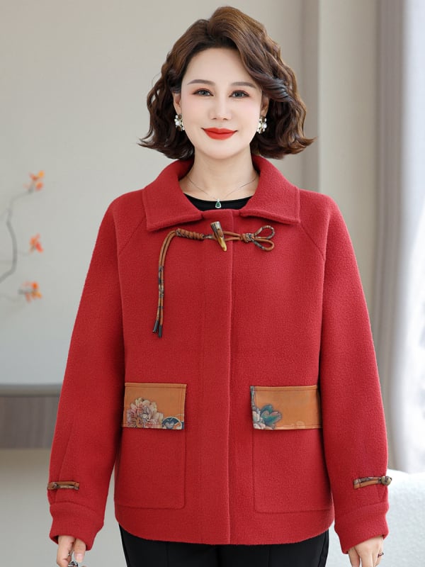 Top elegant în stil chinezesc pentru femei, primăvară și toamnă, mărimi XL–5XL, culori negru, roșu, maro închis, brand Qiao Yaying