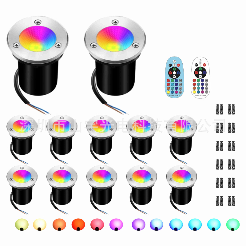 Υπόγεια LED φως 65 mm RGBW για τοπία και δέντρα, 12–48 V DC, συμβατό με 125 V, εκδόσεις 3W και 5–6W