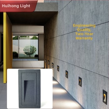 LED vonkajšie svetlo na schody, zabudované stĺpové svetlo na stenu pre schody, IP65, 6 LED, 5W, 3000/4500/6000K, osvetlenie rohového chodníka