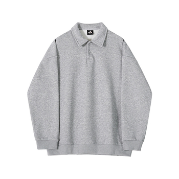 Ανδρικό cardigan polo από βαμβάκι με φλις επένδυση, κορεατικό στυλ, μακριά μανίκια, με κουμπιά