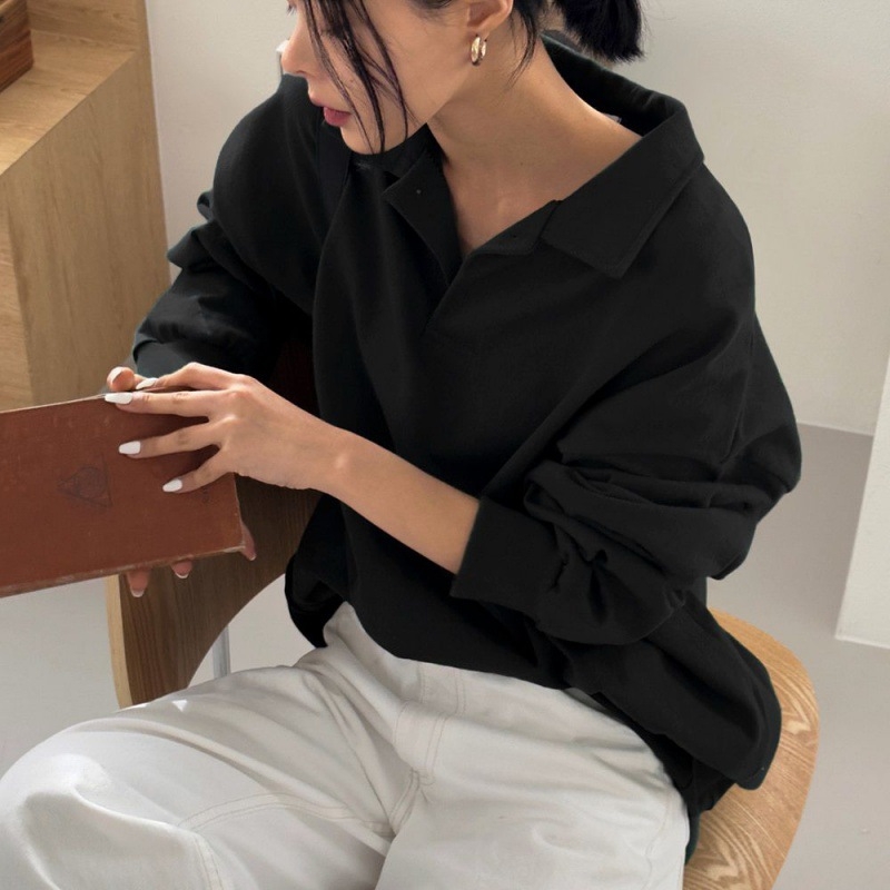Ανδρικό cardigan polo από βαμβάκι με φλις επένδυση, κορεατικό στυλ, μακριά μανίκια, με κουμπιά