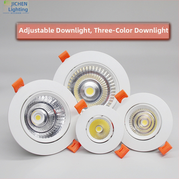 LED downlight s COB svetlom, zapustené stropné svietidlo, proti zahmlievaniu, trojfarebné stmievovatelné svetlo, nastaviteľný uhol, ochrana očí