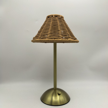LED nabíjateľná stolná lampa s retro rotangovým dizajnom, atmosférické osvetlenie, juhovýchodnej Ázie štýl, domáci doplnok do obývačky a spálne, dotykové ovládanie, tri teploty farieb s plynulým jasom