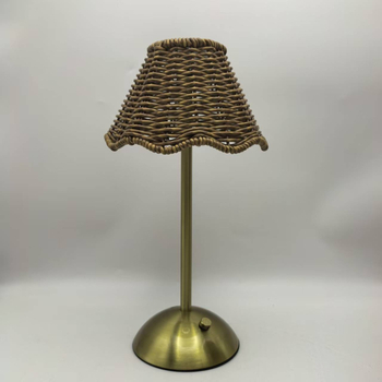 LED nabíjateľná stolná lampa s retro rotangovým dizajnom, atmosférické osvetlenie, juhovýchodnej Ázie štýl, domáci doplnok do obývačky a spálne, dotykové ovládanie, tri teploty farieb s plynulým jasom