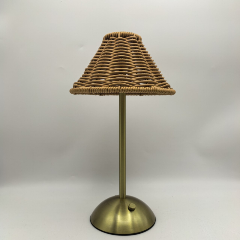 LED nabíjateľná stolná lampa s retro rotangovým dizajnom, atmosférické osvetlenie, juhovýchodnej Ázie štýl, domáci doplnok do obývačky a spálne, dotykové ovládanie, tri teploty farieb s plynulým jasom