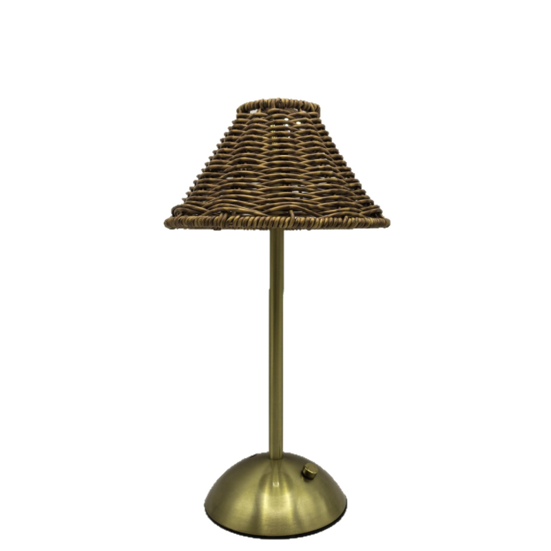 LED nabíjateľná stolná lampa s retro rotangovým dizajnom, atmosférické osvetlenie, juhovýchodnej Ázie štýl, domáci doplnok do obývačky a spálne, dotykové ovládanie, tri teploty farieb s plynulým jasom