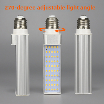 LED horizontálna plug-in lampa, celé hliníkové telo, G24 zásuvka, 110–240V, jednostranná LED kukuričná žiarovka