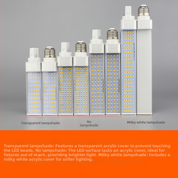 LED horizontálna plug-in lampa, celé hliníkové telo, G24 zásuvka, 110–240V, jednostranná LED kukuričná žiarovka