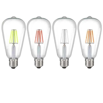 LED ST64 πολύχρωμη λάμπα Edison με μίμηση νήματος, 220V, βάση E27, χρώματα: κόκκινο, μπλε, πράσινο, ροζ
