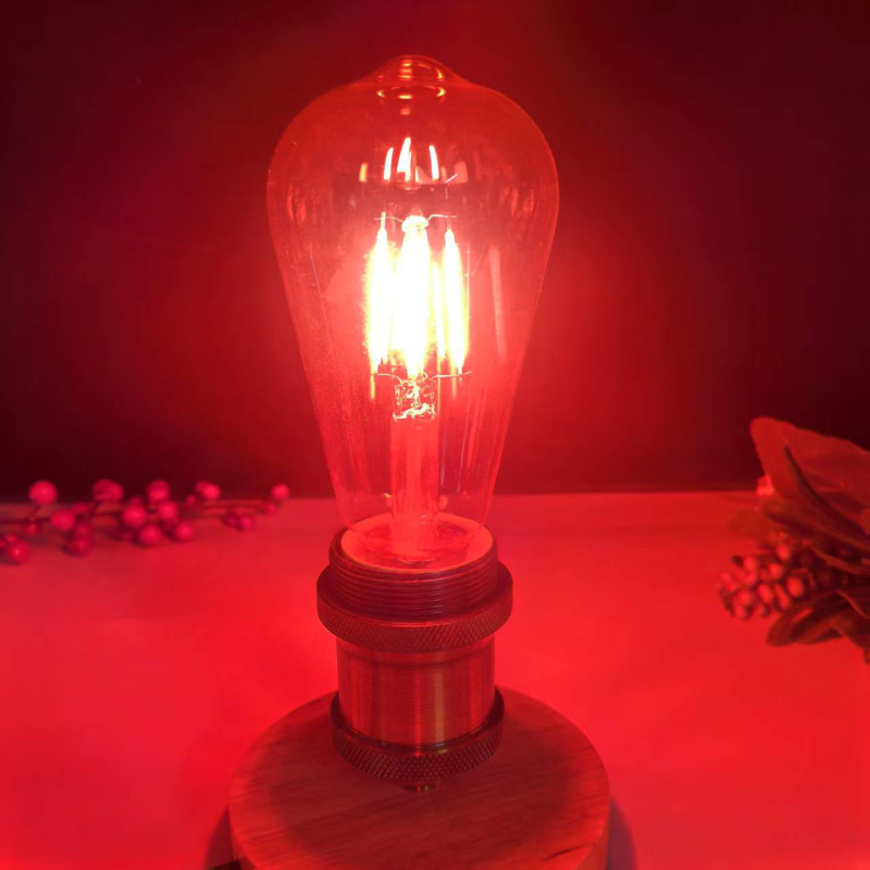 LED ST64 πολύχρωμη λάμπα Edison με μίμηση νήματος, 220V, βάση E27, χρώματα: κόκκινο, μπλε, πράσινο, ροζ