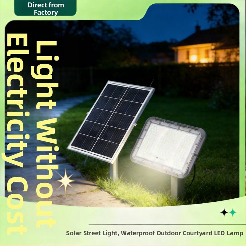 Solárne záhradné svetlo, vonkajšie IP65 vodotesné, štvorcové LED svietidlo s diaľkovým ovládaním, 3.2V, rozmery 267×190×45 mm