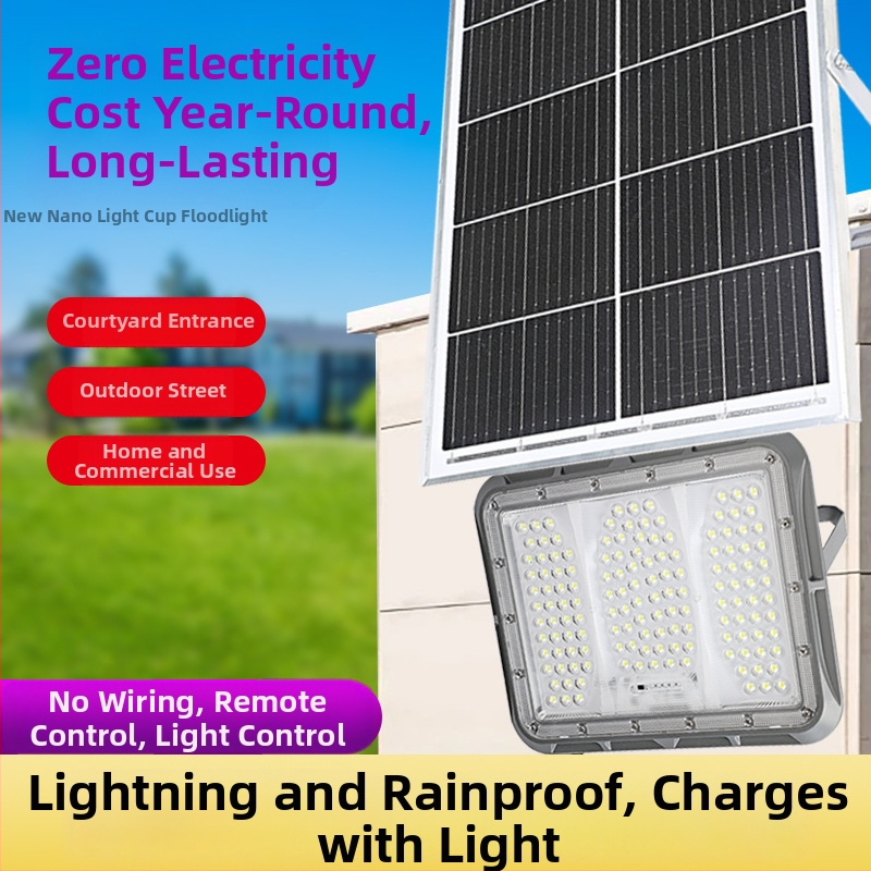 Solárne záhradné svetlo, vonkajšie IP65 vodotesné, štvorcové LED svietidlo s diaľkovým ovládaním, 3.2V, rozmery 267×190×45 mm