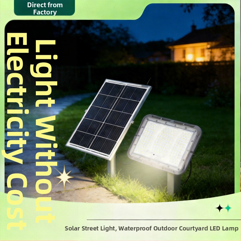 Solárne záhradné svetlo, vonkajšie IP65 vodotesné, štvorcové LED svietidlo s diaľkovým ovládaním, 3.2V, rozmery 267×190×45 mm