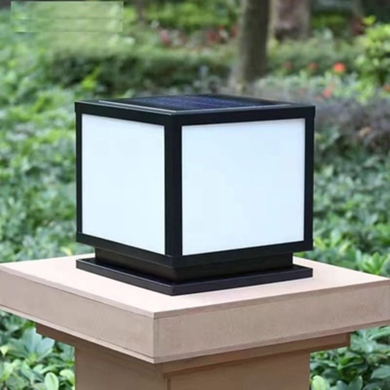 Solárna záhradná stĺpová lampa, vonkajšie vodotesné stĺpové svietidlo, s kovaným železom a akrylovým tienidlom, LED