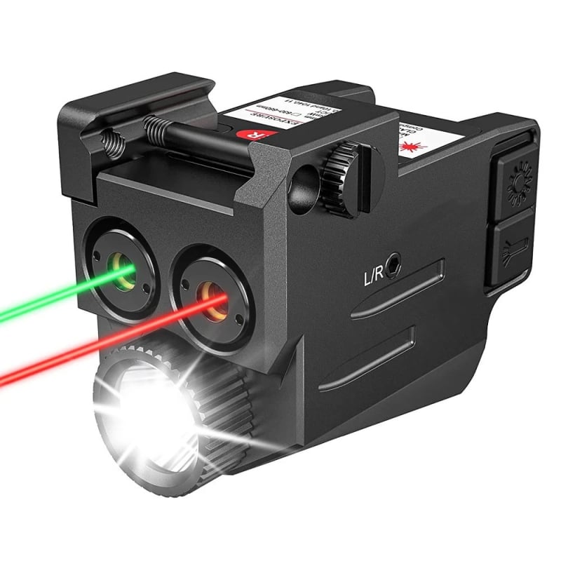 LG110 Taktičný USB mini LED laser s červeným a zeleným laserom, integrovaný hľadáčik s podmontovaným svetlometom