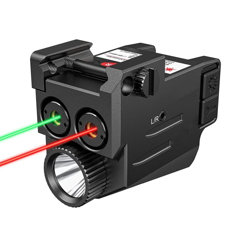 LG110 Taktičný USB mini LED laser s červeným a zeleným laserom, integrovaný hľadáčik s podmontovaným svetlometom