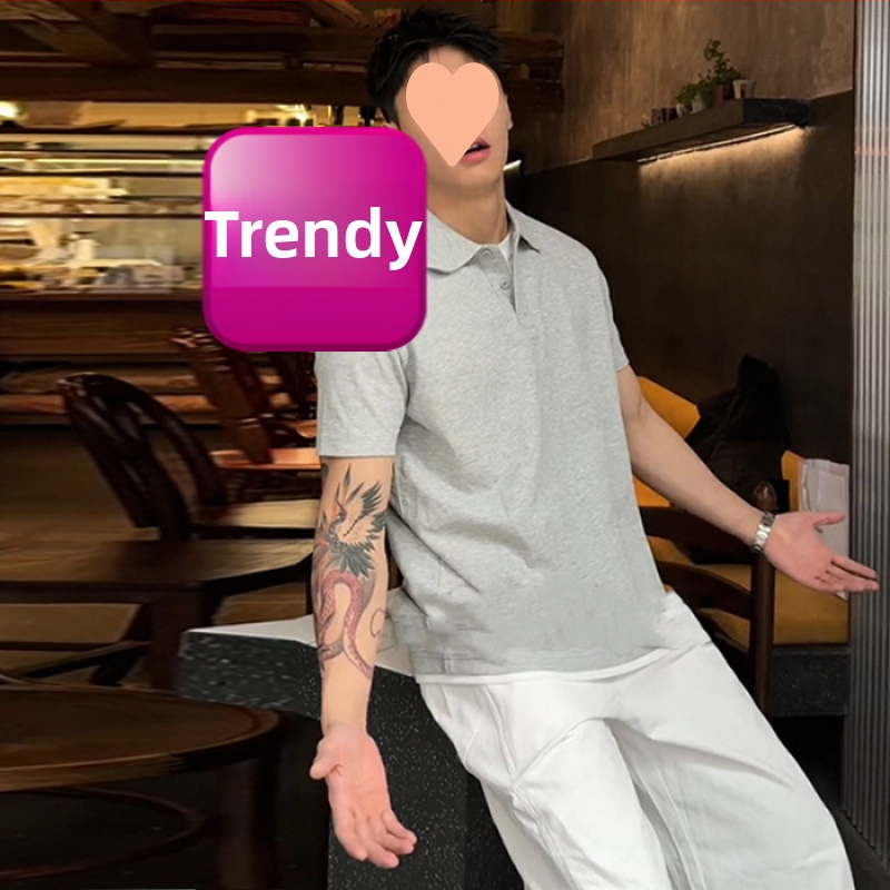Pánske polo s krátkym rukávom na leto, golier s otočením, jednofarebné, ťažká tkanina, klasický strih ramien
