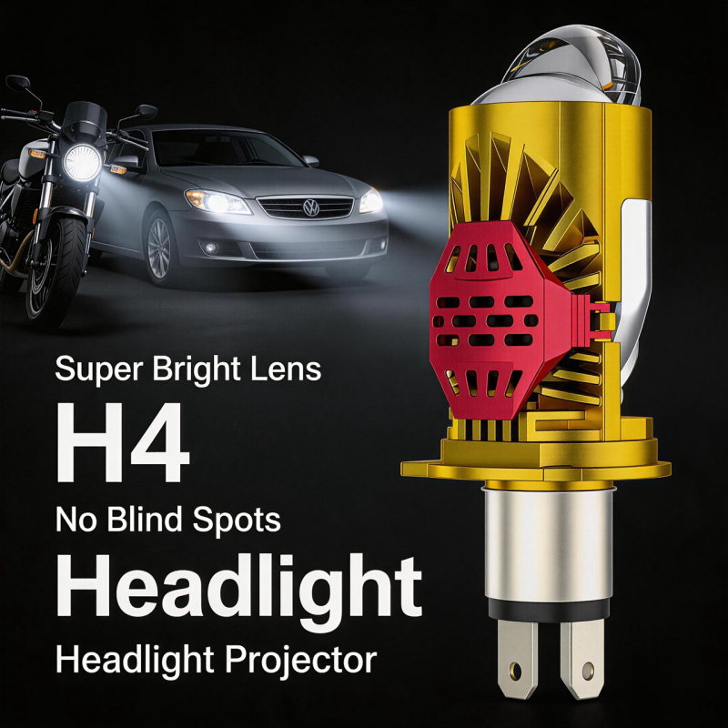 H4 LED lámpa Bi-Xenon lencsével, közvetlen csatlakozás, integrált magas és alacsony fény, modell M01J