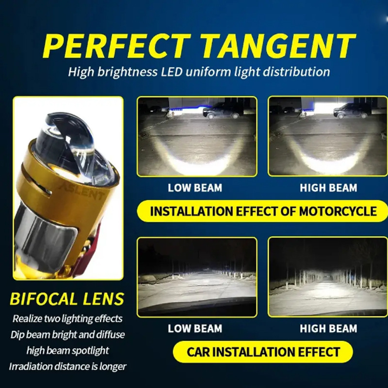 H4 LED lámpa Bi-Xenon lencsével, közvetlen csatlakozás, integrált magas és alacsony fény, modell M01J