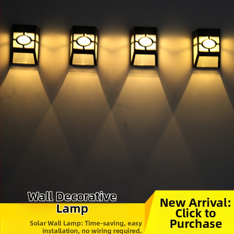 Solárna retro stenová lampa s LED panelom, odolná voči dažďu, pre balkón a záhradu
