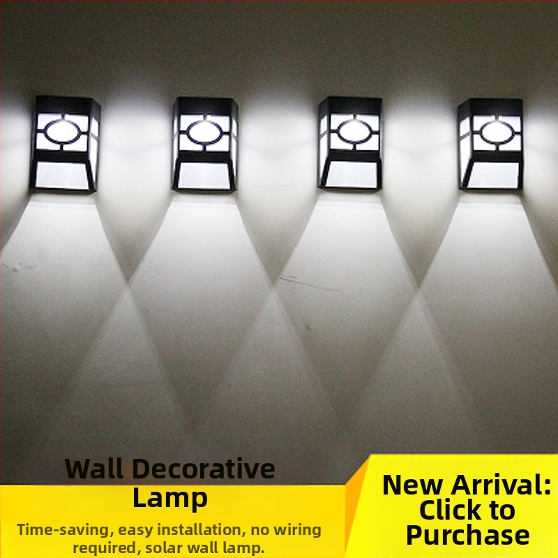 Solárna retro stenová lampa s LED panelom, odolná voči dažďu, pre balkón a záhradu