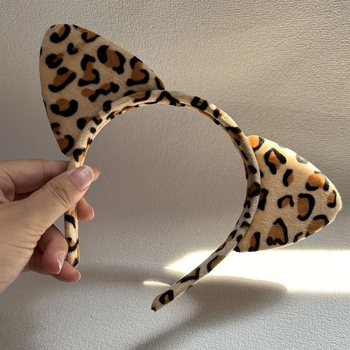 Σετ τριών κεφαλόδεσμων για παιδιά για το Χάλογουιν με λεοπάρ γατών αυτιά, αφράτη υφή και φαρδύ γείσο