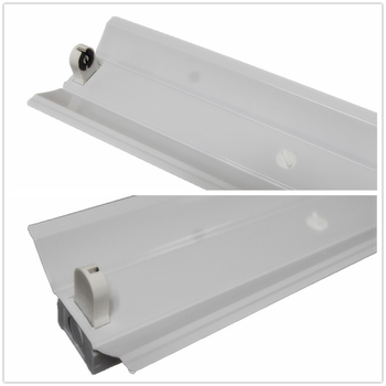 T8 0,6 m egycsöves lámpatartó fedővel, V8 LED lámpatartó reflektorral, méretek 130 x 55 mm