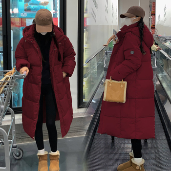 Palton de iarnă pentru femei, umplutură din puf și bumbac, lungime medie, croială lejeră, glugă, stil coreean, oversize, gros