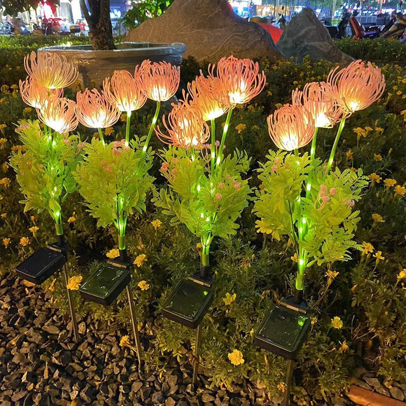 Ηλιακό LED τεχνητό άνθος Lycoris για εξωτερικό κήπο – διακοσμητικό φως γρασιδιού με βάση στο έδαφος