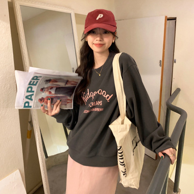 Harajuku BF γυναικείος πουλόβερ με επένδυση φλίς, παχύς και άνετος, με στρογγυλό λαιμό, χαλαρή εφαρμογή, φθινοπωρινό-χειμερινό στυλ