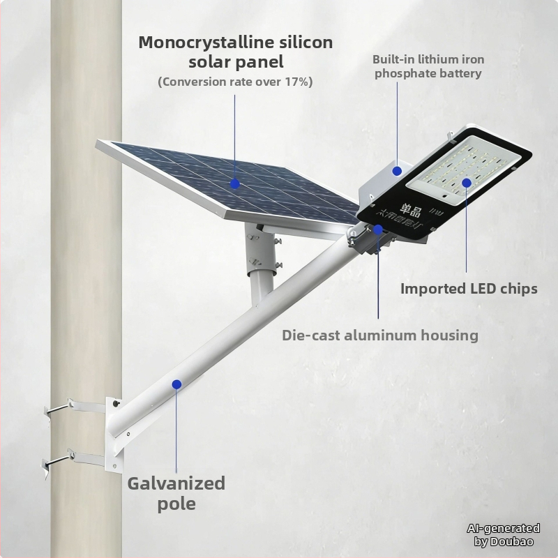 Solárne ulicné svetlá na obnovu starých lámp, vonkajšie vodotesné LED záhradné svetlo, ramenné uchytenie na elektrickom stĺpe, 1 m na stenu