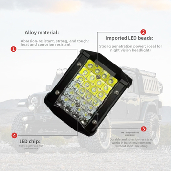 LED pracovné svetlo, 4 palce, 4 rady, 72W, pre terénne vozidlá