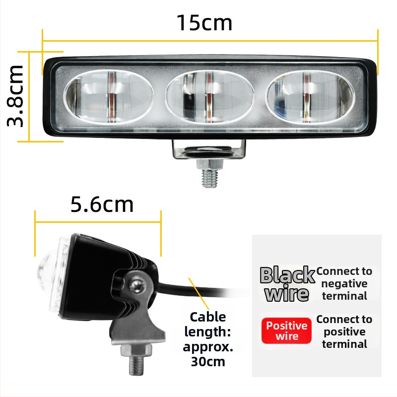 3-LED ultra jasné výstražné LED svetlo pre vysokozdvižný vozík, lineárny typ, signál bezpečnej zóny, červené a modré svetlo