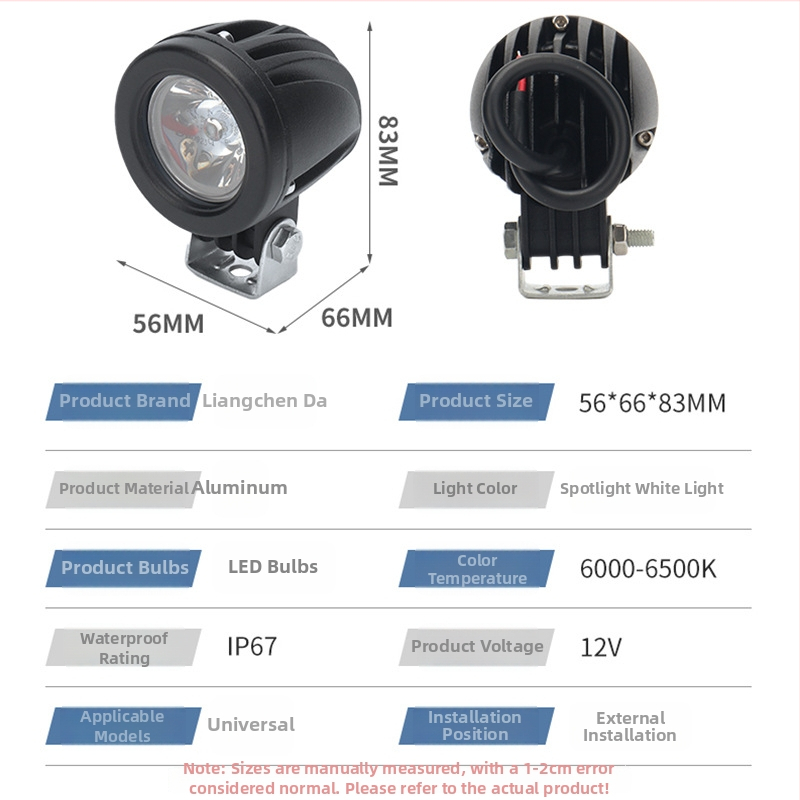 LED predné svetlá pre autá, motocykle a terénne vozidlá – vodotesné, s vysokým jasom, svetlo na údržbu a inšpekciu
