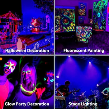 LED reflektor US dugaszolóval, UV lila fény táj- és gyepvilágításhoz, neonfény a bulikhoz, fekete fény