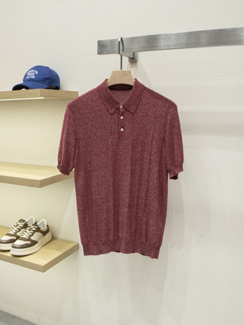 LP Edition Ανδρικό πλεκτό polo με κοντό μανίκι, Τενσελ-Λιοσελ σεμίγμα μαλλιού, Old Money στυλ, καλοκαίρι