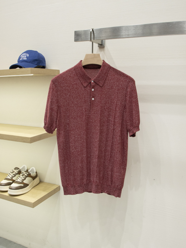LP Edition Ανδρικό πλεκτό polo με κοντό μανίκι, Τενσελ-Λιοσελ σεμίγμα μαλλιού, Old Money στυλ, καλοκαίρι