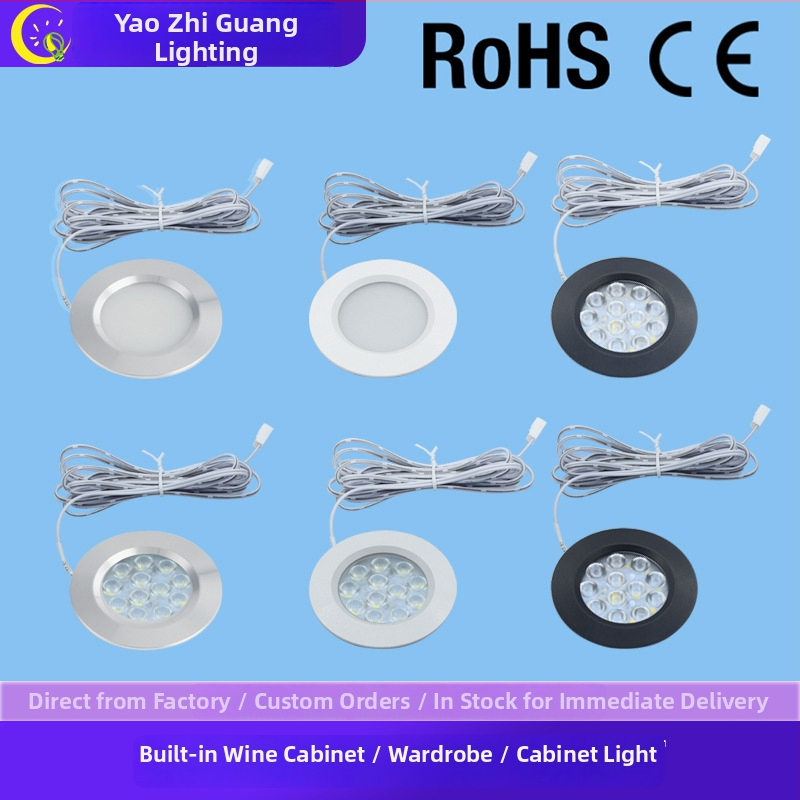 LED osvetlenie do skrinky, zabudovaná malá okrúhla downlight, osvetlenie šatní a vitrín