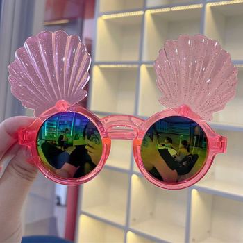 Detské slnečné okuliare Princess Shell – farebné, UV400, s flip mechanizmom, roztomilé