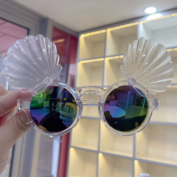 Detské slnečné okuliare Princess Shell – farebné, UV400, s flip mechanizmom, roztomilé