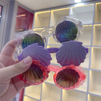 Detské slnečné okuliare Princess Shell – farebné, UV400, s flip mechanizmom, roztomilé